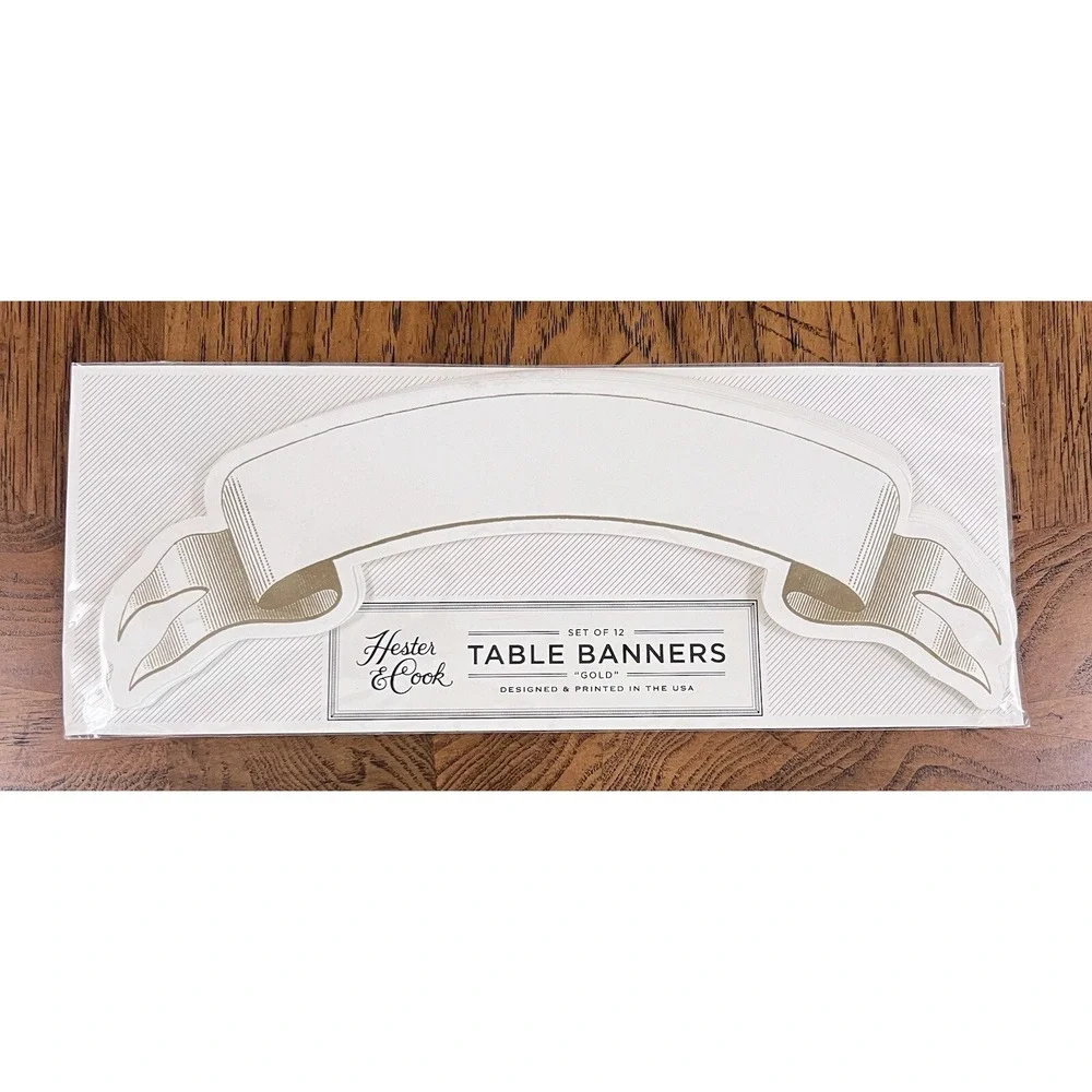 33 Hester & Cook  Table Name Banner Cards Die Cut Gold HC044 New